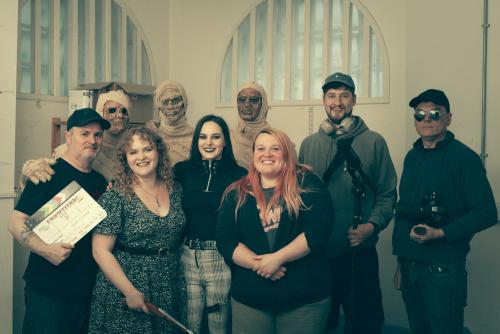 on set Mummyfield comedy film shoot